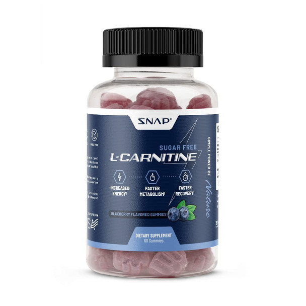 Free L Carnitine 500mg Gummy -  Pre Workout L-Carnitine Supplement - Increased Energy, Faster Recovery, Boost Metabolism, Pre Workout for Women & Men, Blueberry Flavor (60 Gummies)
