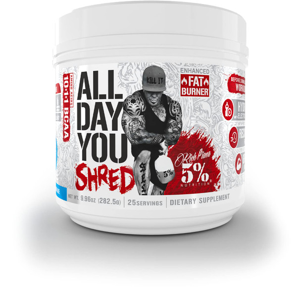 5% Nutrition Rich Piana AllDayYou Shred BCAA Powder | Amino  Supplement for Weight Loss | E Fat Burning Pre Workout for Energy, Hydration, Endurance & Recovery (Blueberry Lemonade)