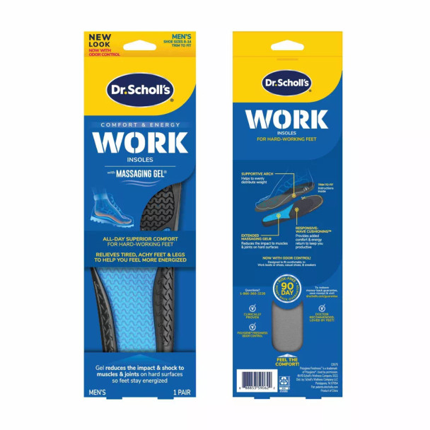 Dr. Scholl's Comfort & Energy Work Insoles For Men 1 Pair, Size 8-14