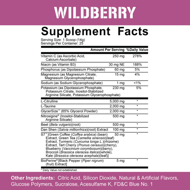 5% Nutrition Rich Piana FasF Overdosed Nitric Oxide Booster, Stim-Free Pump Pre-Workout | Massive , Strength Gains & Endurance | L-Citrulline, Nitrosigine, Danshen | 13.23 oz (Wildberry)