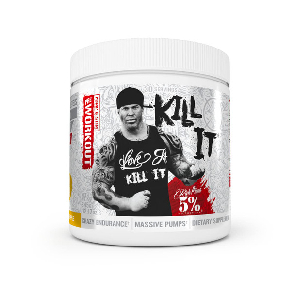 5% Nutrition Rich Piana Kill It Pre Workout Powder w/ Creatine, Jitter-Free , NO-Booster, Beta Alanine, L-Citrulline for Focus, Pump, Endurance, Recovery 13.23 oz, 30 Srvgs (Mango Pineapple)