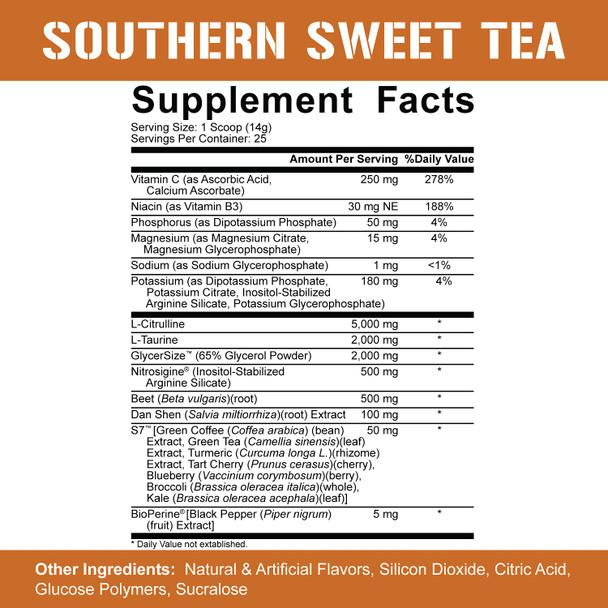 Rich Piana 5% Nutrition FasF Overdosed Nitric Oxide Booster, Stim-Free Pump Pre-Workout | Massive , Strength Gains & Endurance | L-Citrulline, Nitrosigine, Danshen | 13.23 oz (Southern Sweet Tea)