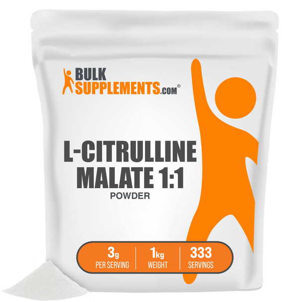 BulkSupplements L-Citrulline Malate 1:1 Powder - Supplement for Circulation & Muscle Endurance - Unflavored,  - 3g , 333 Servings (1 Kilogram - 2.2 lbs)