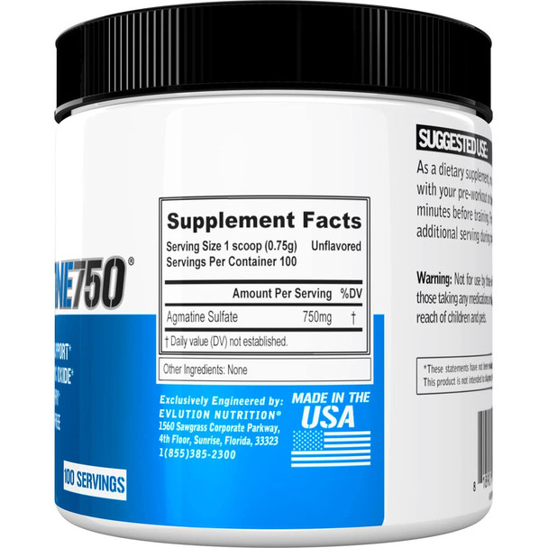 Evlution Agmatine Sulfate Nitric Oxide Powder Nutrition High Strength Agmatine Sulfate Powder Nitric Oxide Supplement for High Intensity  Muscle Growth Recovery and Performance - Unflavored