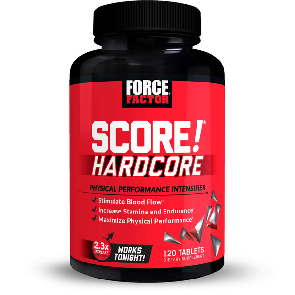 Score! Hardcore Nitric Oxide Booster Supplement for Men with L-Citrulline, Yohimbe, Black Maca, and B Vitamins to Boost Nitric Oxide, Increase Stamina, and Maximize Physical Performance, 120 Tablets