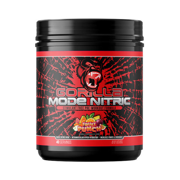 Gorilla Mode Nitric Stimulant Free Pre-Workout – Best Tasting and Most Effective Stimulant Free Pre-Workout / Massive Pumps · Vasodilation · Power / 688 Grams (Fruit Punch)