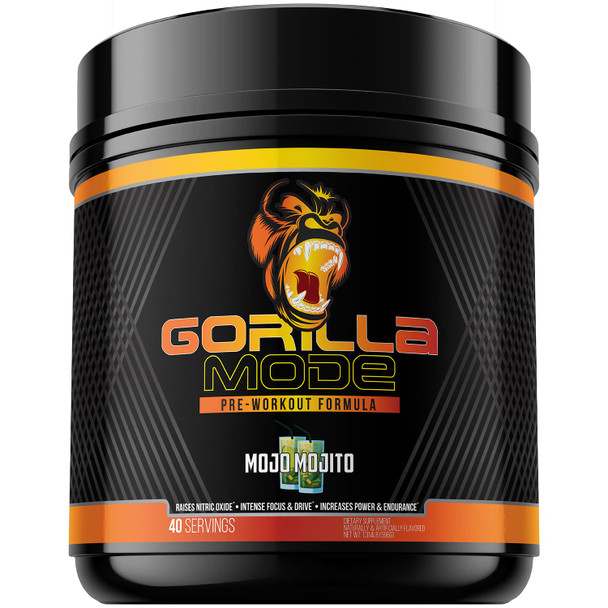 Gorilla Mode Pre Workout - Massive  · Laser Focus · Energy · Power - L-Citrulline, Creatine, GlycerPump„, L-Tyrosine, Agmatine, Kanna, N-Phenethyl Dimethylamine Citrate - 596 Grams (Mojo Mojito)