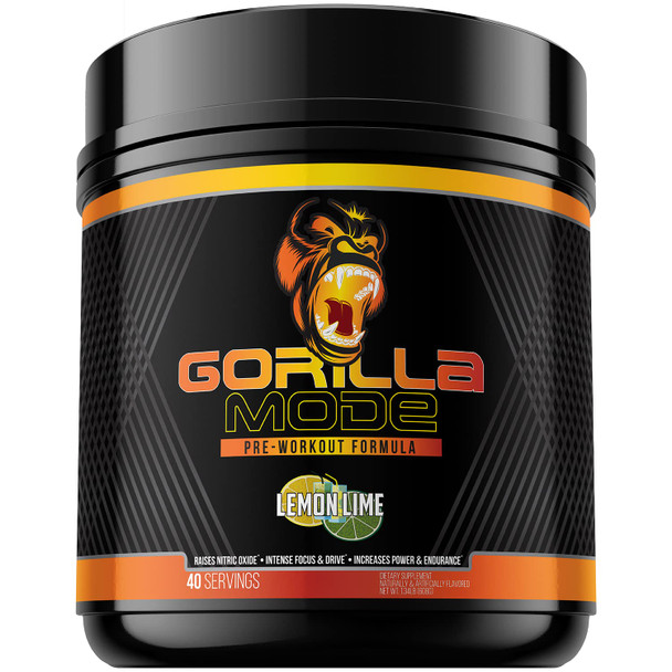 Gorilla Mode Pre Workout - Massive  · Laser Focus · Energy · Power - L-Citrulline, Creatine, GlycerPump„, L-Tyrosine, Agmatine, Kanna, N-Phenethyl Dimethylamine Citrate - 608 Grams (Lemon Lime)