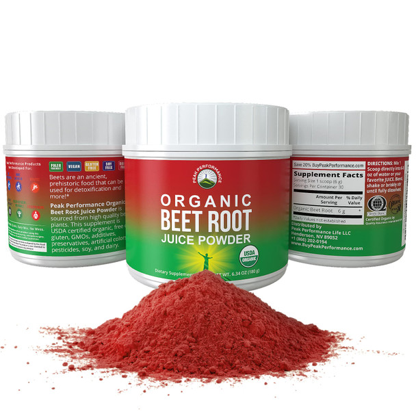 Organic Beet Root Powder - Ultra High Purity Super Food Beets Juice Powder. 100% Pure Organic Nitric Oxide Boosting Beetroot Supplement. Keto, Paleo, Vegan Organic Reds Superfood Rich in Polyphenols