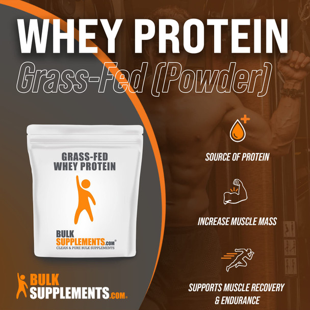 BulkSupplements Grass Fed Whey Protein Powder - Pure Protein Powder - Unflavored Whey Protein Powder - Protein Supplement - Protein Powder Without  Sweeteners (1 Kilogram - 2.2 lbs)