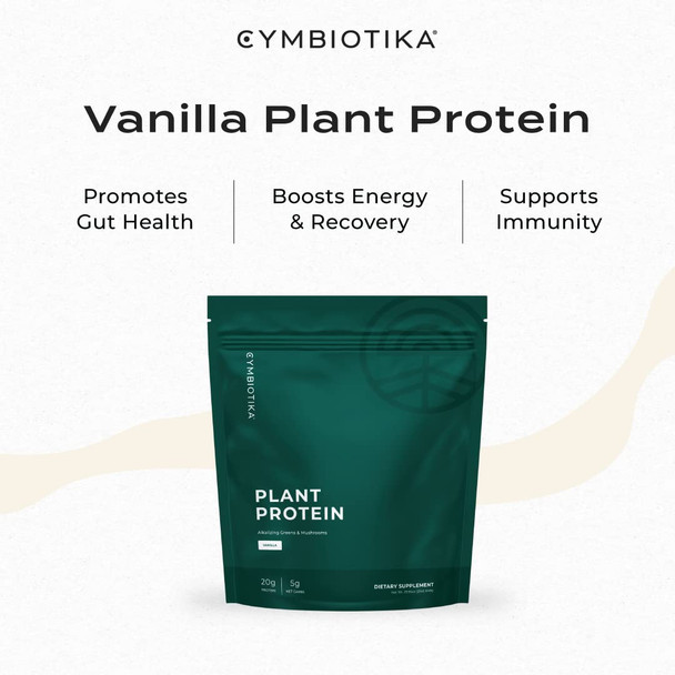 CYMBIOTIKA Plant-Based Protein Powder, Vanilla Flavored, 20g of Protein, 5g of Low Net Carbs, Take Pre or Post Workout, Soy-Free, Gluten-Free, Keto, Vegan - 2 lbs (Pack of 1)