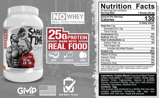 Rich Piana 5% Nutrition 3-Stack | Real Carbs + Shake Time + Real Carbs & Protein | Real Food Meal Replacements + Premium No-Whey Animal Protein (Select Your Flavors)