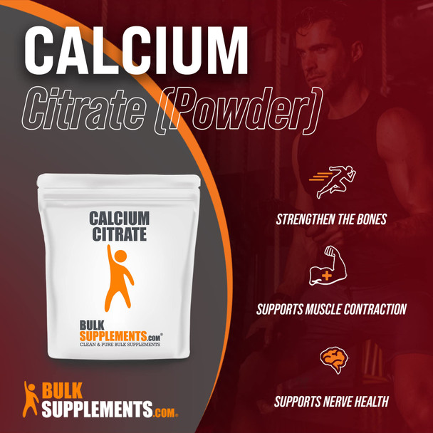 BulkSupplements Calcium Citrate Powder - Calcium Supplements for Bone Health - Unflavored - 4760mg (1000mg of Calcium) , 210 Servings (1 Kilogram - 2.2 lbs)