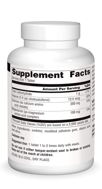 Source s Calcium & Magnesium, Amino  Complex with Vitamin D-3, 300 MG - 250 Tablets
