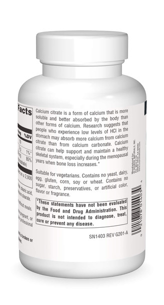 Source s Calcium Citrate 1,000 mg Tabs, 180 ct