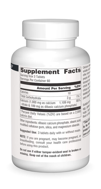 Source s Calcium Citrate 1,000 mg Tabs, 180 ct