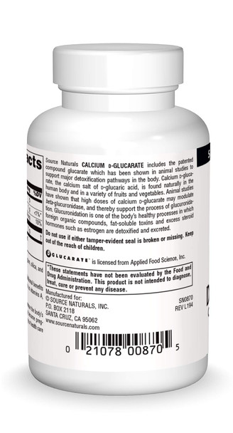 Source s Calcium D-Glucarate 500mg Cellular Detoxifier - 60 Tablets