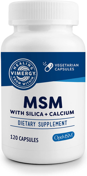 Vimergy MSM with Silica + Calcium Capsules, 120 Servings  Supports Bone Health  Promotes Hair & Nail Health  Non-GMO, Gluten-Free, Kosher, Soy-Free, Corn-Free, Vegan & Paleo Friendly