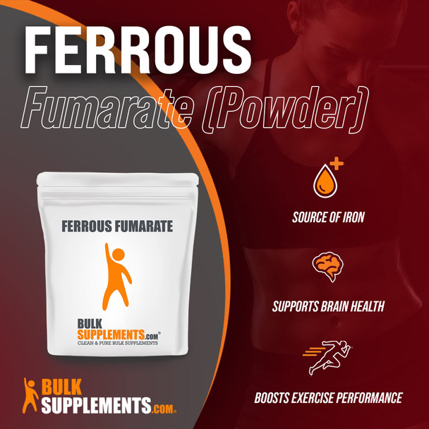 BulkSupplements Ferrous Fumarate Powder - Iron Supplement - Iron Supplement for Women - Iron Supplements for Men - Ferrous Fumarate Supplement (100 Grams - 3.5 oz)