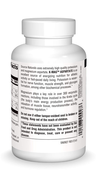 Source s K-Mag Aspartate, Potassium & Magnesium Aspartate, 120 Tablets