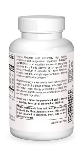 Source s K-Mag Aspartate, Potassium & Magnesium Aspartate, 60 Tablets