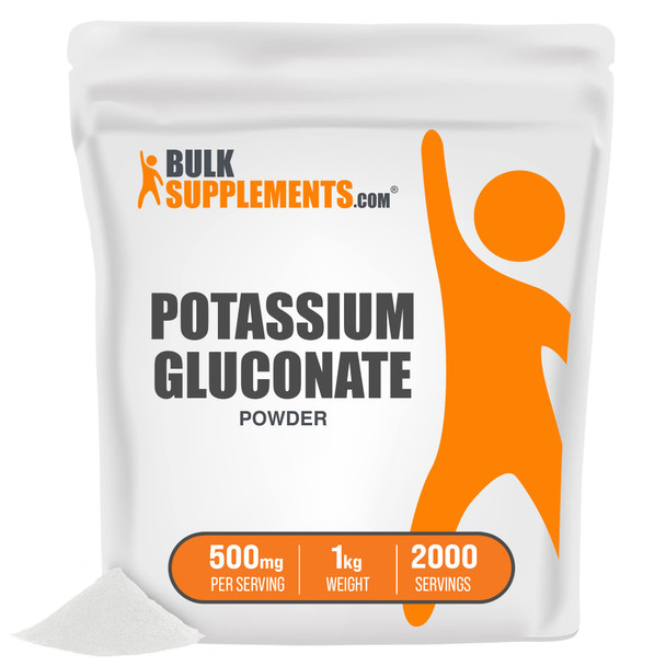 BulkSupplements Potassium Gluconate Powder - Potassium Supplement - Vegan Potassium Powder - Potassium Vitamins - Pure Potassium Supplement Powder (1 Kilogram - 2.2 lbs)