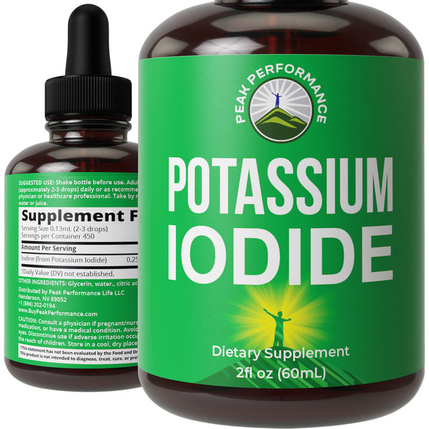 Potassium Iodide Liquid Drops for Thyroid Protection. 1 Year Supply. Vegan Iodine Supplement. Better Absorption Compared to Potassium Iodide Pills, Tablets.