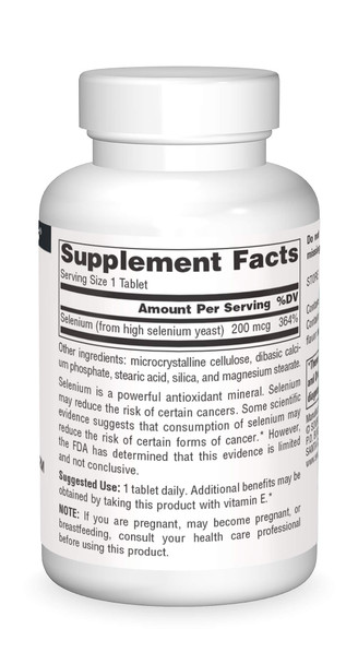 Source s Selenium 200 mcg Organically Bound Food-Form Antioxidant - 120 Tablets