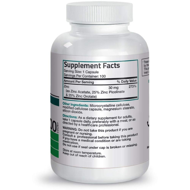 Bronson Vitamin C 1000 mg Premium Non-GMO Ascorbic  + Bronson Zinc Triple Play 30 mg Triple Coverage Immune Support Zinc Supplement