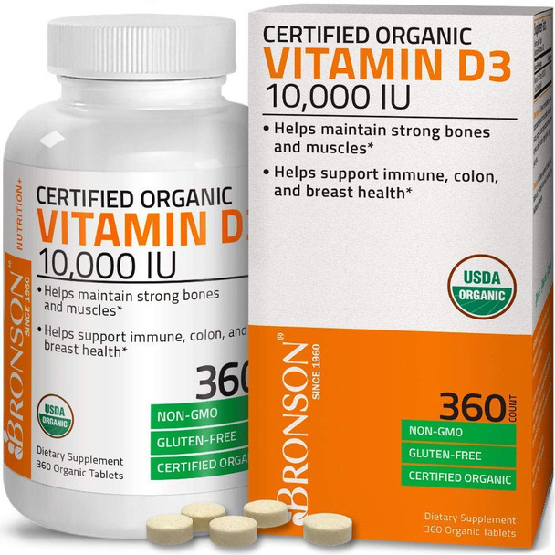 Bronson Vitamin D3 10,000 IU (1 Year Supply) for Immune Support + Bronson Zinc Triple Play 30 mg Triple Coverage Immune Support