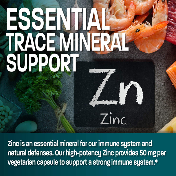 Bronson Zinc 50mg Complex (Zinc Oxide 50% & Zinc Picolinate 50%) High Potency Immune Support Supplement & Antioxidant and Skin Health - Non GMO, 100 Vegetarian Capsules