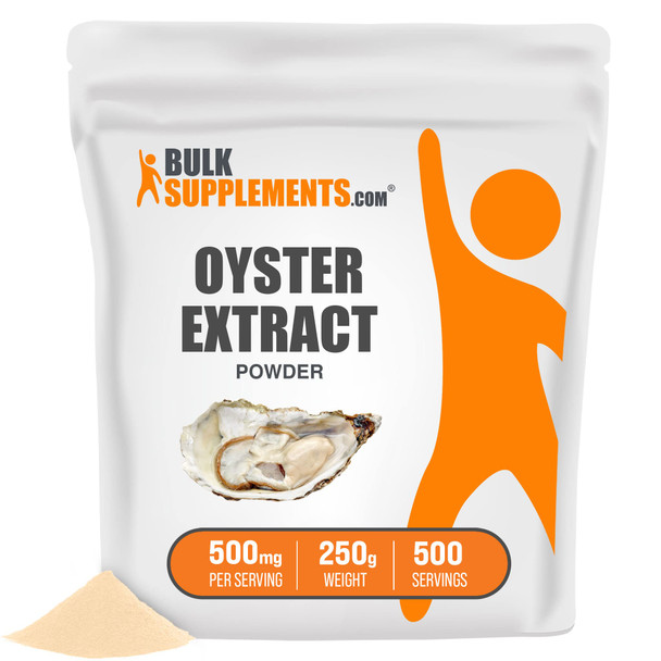 BulkSupplements Oyster Extract Powder - Dietary Supplement, Source of Zinc & Protein -  - 500mg , 500 Servings (250 Grams - 8.8 oz)