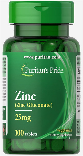 Puritan's Pride Zinc Chelate 25 mg 100 Tablets