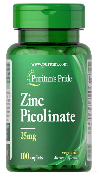 Puritan's Pride Zinc Picolinate 25 mg-100 Caplets