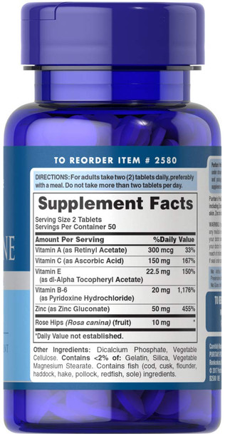Zinc for Acne by Puritan's Pride a Mineral for Immune Sytem Health 100 Tablets