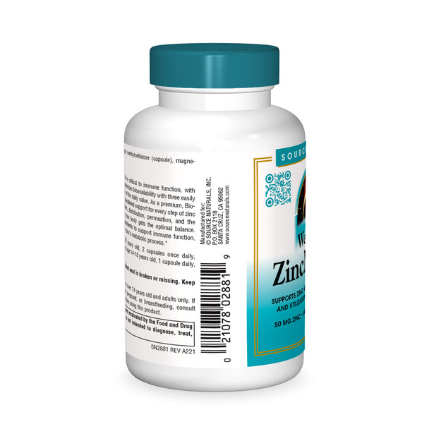 Source s Wellness ZincMunity 50 mg Bio-Aligned Zinc - 60 Vegetarian Capsules