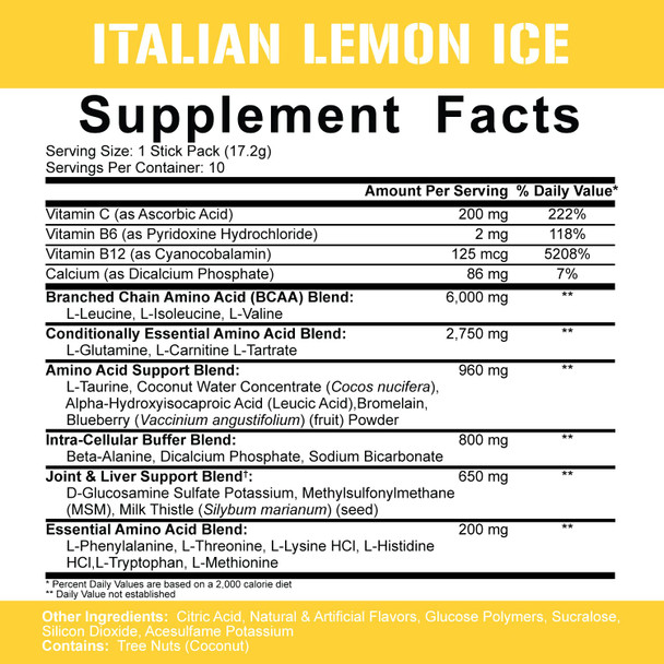 5% Nutrition Rich Piana AllDayYouMay BCAA Powder, 9g Amino s | E Intra & Post Workout for Muscle Recovery, Hydration, Endurance, Joint & Liver Support (Italian Lemon Ice)