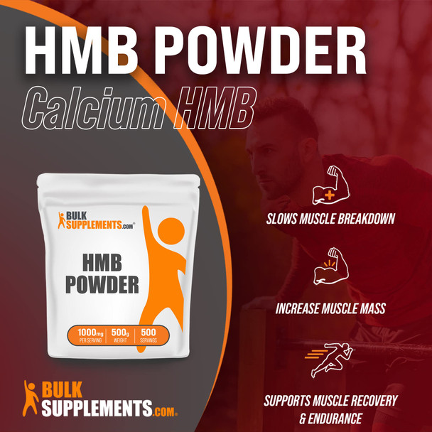 BulkSupplements HMB Powder (-Hydroxy -Methylbutyrate) - HMB Supplement for Muscle Recovery & Endurance - Calcium HMB - 1000mg  (500 Grams - 1.1 lbs)