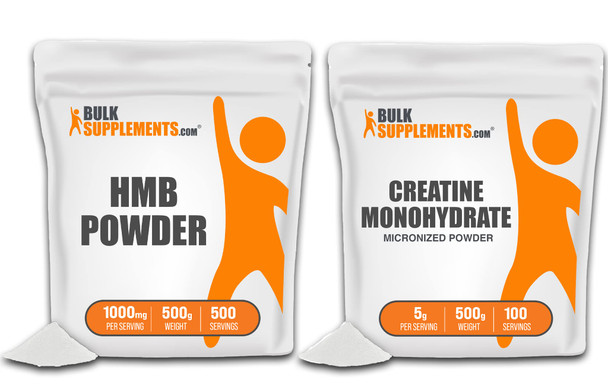 BulkSupplements HMB Powder 500G & Creatine Monohydrate Powder (Micronized Creatine) 500G Bundle