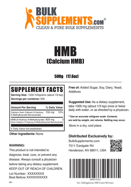 BulkSupplements HMB Powder 500G & Creatine Monohydrate Powder (Micronized Creatine) 500G Bundle