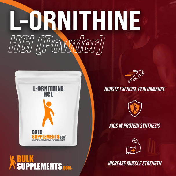 BulkSupplements L-Ornithine  Powder - Amino  Supplement for Protein Synthesis -  - 1g (1000mg) , 250 Servings (250 Grams - 8.8 oz)