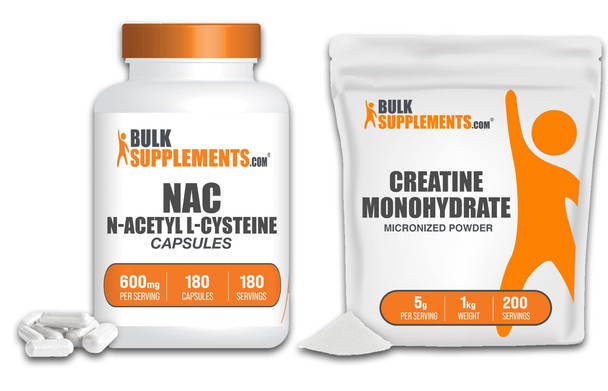 BulkSupplements N-Acetyl L-Cysteine Capsules and Creatine Monohydrate Powder 1KG Bundle