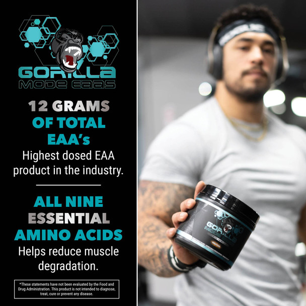 Gorilla Mode EAAs - Essential Amino s to Support Muscle Building, Enhanced Recovery, and Protein Synthesis/Use Before, During, or After Your Workout / 423 Grams (Mango Peach)