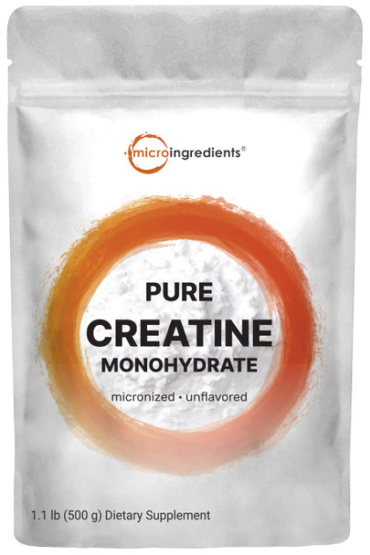 Creatine Monohydrate Powder 500 Grams (1.1 LBS), 5000mg Per Serv, Micronized Creatine Powder, Unflavored, Pure, No Filler, Keto & Vegan, Easy Dissolve Pre Workout Creatine for Women and Men