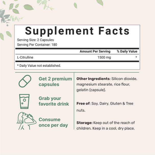 Micro Ingredients L Citrulline Capsules, 1500mg , 360 Counts, Citrulline Pre-Workout Supplement, Non-GMO