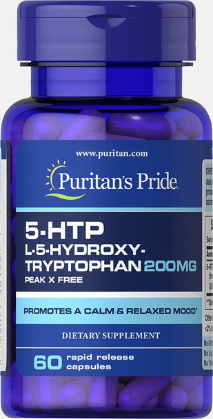 Puritans Pride 5-hTP 200 mg Capsules, 60 Count