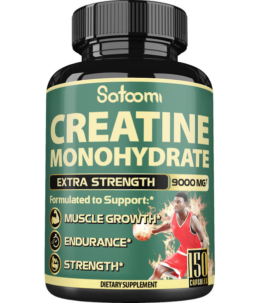 150 Capsules - 13in1 Creatine Monohydrate Blended Capsule 9000mg with Cranberry, Dandelion, Uva Ursi, Ashwagan, Horny Goat Weed & More - Muscle, Energy, Athletic Performance Support