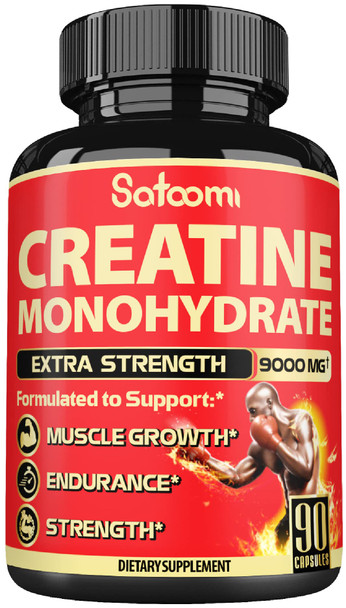 Creatine Monohydrate Capsule - Creatine  Pills - Energy, Strength & Muscle Growth - 90 Vegan Capsules