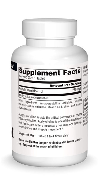 Source s Acetyl L-Carnitine - Supports Healthy Brain Function & Memory - 90 Tablets