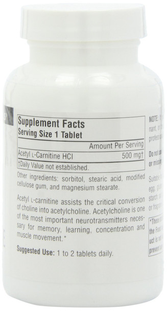 SOURCE S Acetyl L-Carnitine 500 Mg Tablet, 120 Count